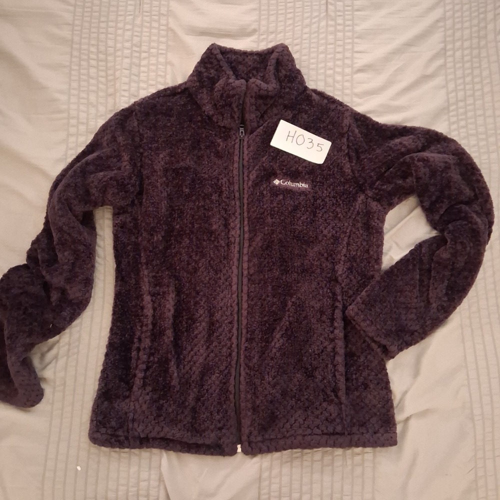 Columbia Sherpa Fleece Full Zip Jacket Womens Large L Purple Plush Fire Cozy